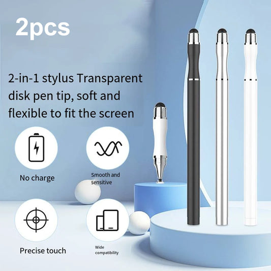 2PCS Universal Stylus Pen for Tablet Phone 2 in 1 Screen Touch Pen for IOS Android Apple Samsung Draw Write Pencil Rapid Respons