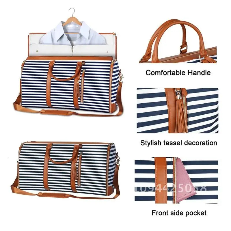 1pc Foldable PU Travel Convenient Carry-on Clothing Bag Women's Bag Bag Leather Business Duffel Women's Large Travel
