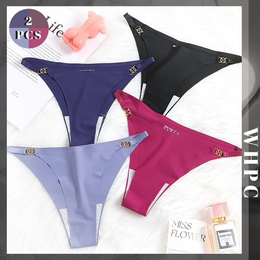 2Pcs/Set Female Seamless Panties Women's Elasticity Underwear Thin Strap Bikinis Panties for Women Ladies Sexy Lingerie 2023 New