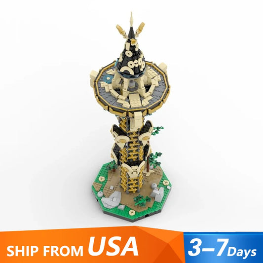 1630PCS Creative Game MOC-139323 Breath Zeldaed Sheikah Tower House Model Building Blocks Set Architecture Toys for Kid Gift