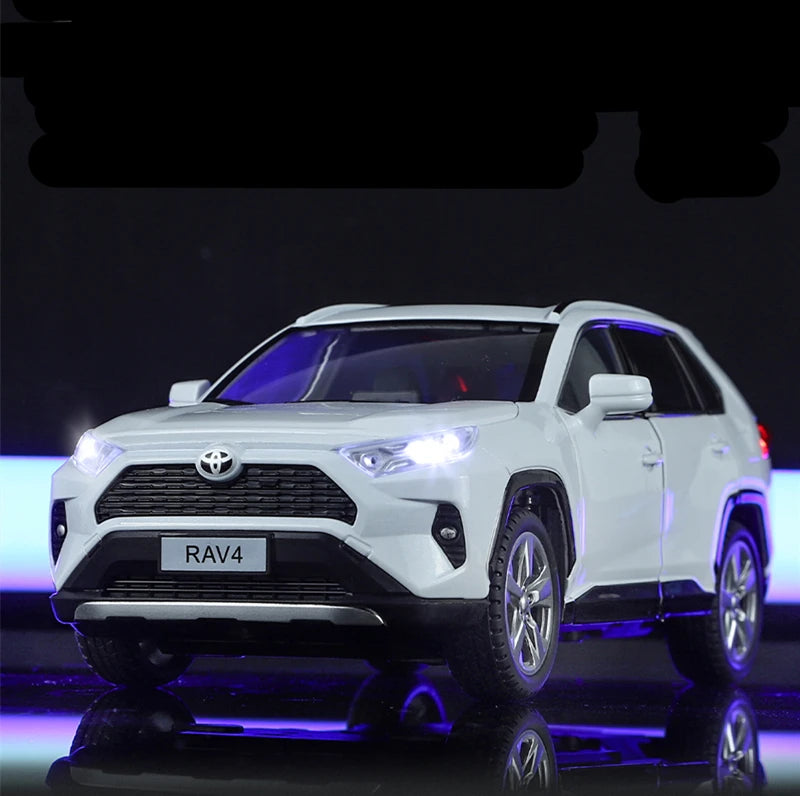 1:24 Toyotas RAV4 SUV Alloy Car Model Diecasts Metal Off-road Vehicles Car Model High Simulation Sound and Light Kids Toys Gifts