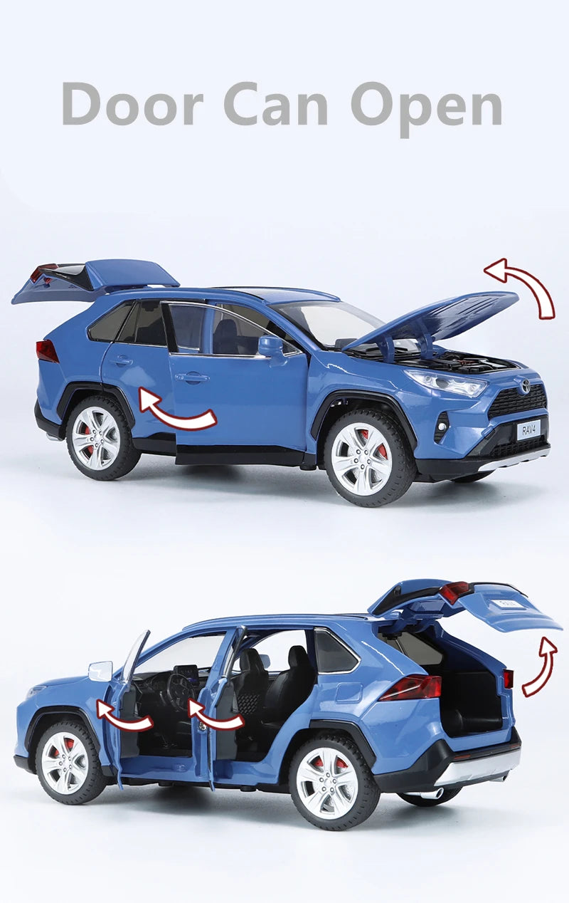 1:24 Toyotas RAV4 SUV Alloy Car Model Diecasts Metal Off-road Vehicles Car Model High Simulation Sound and Light Kids Toys Gifts