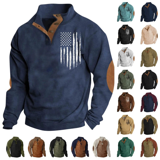2024 Quarter Zip Pullover Men American Flag Aesthetic Fall Sweaters and Pullovers Plain Oversized Pullover Ropa De Invierno para Hombre Sweatshirt Deals of Today Prime(NavyXL)